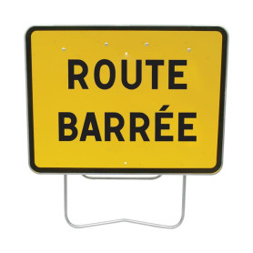 Panneau de signalisation temporaire route barrée KC1 face