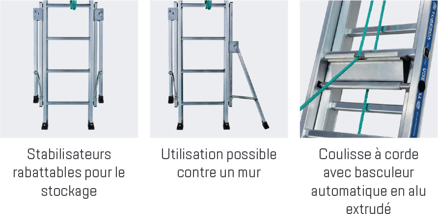 ÉCHELLE PLATINIUM 300 COULISSE À CORDE 2 PLANS TUBESCA - 1